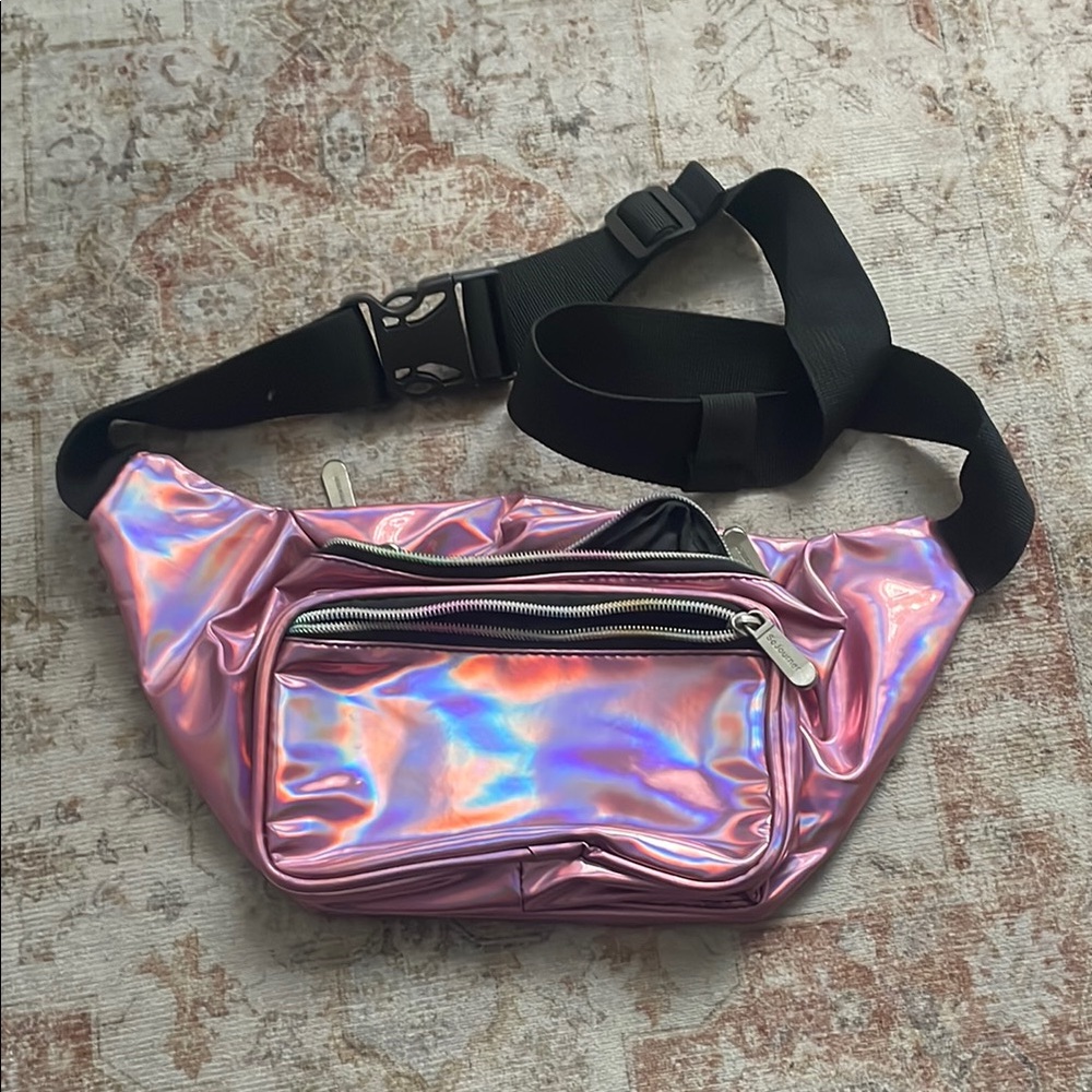 Shimmering Pink Crossbody Bag with Adjustable Strap